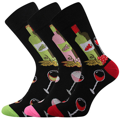 Voxx VÍNOXX vzorované bavlněné ponožky s motivem vína