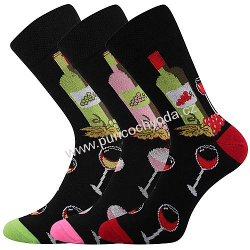 Voxx VÍNOXX vzorované bavlněné ponožky s motivem vína