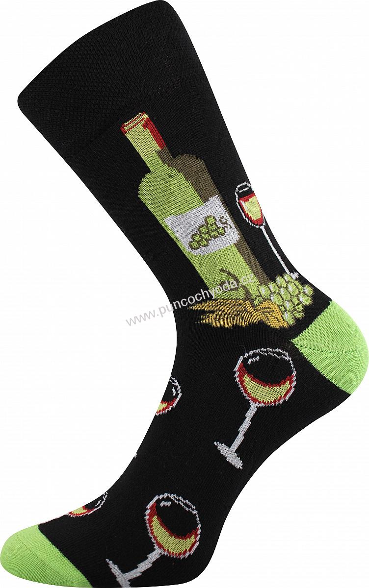 Voxx VÍNOXX vzorované bavlněné ponožky s motivem vína