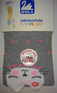 Wola bavlněné dívčí nadkolenky s kočkou